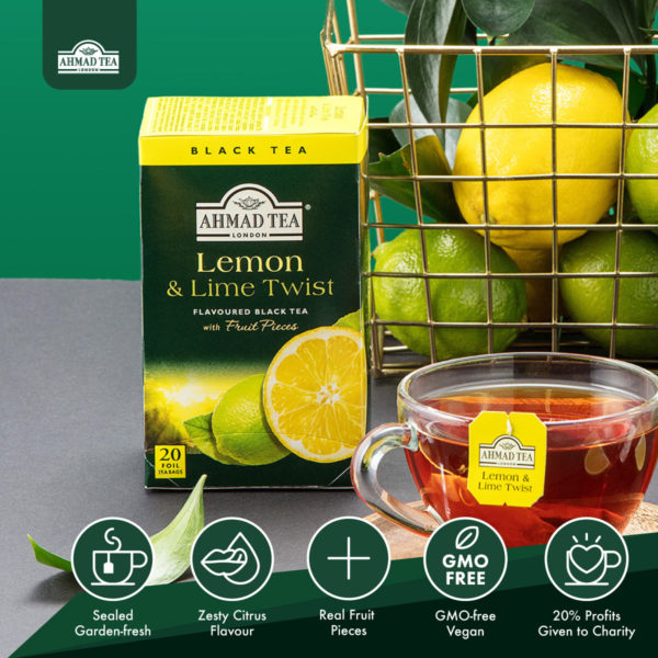 ahmad tea lemon & lime twist fruit black tea 20s foil